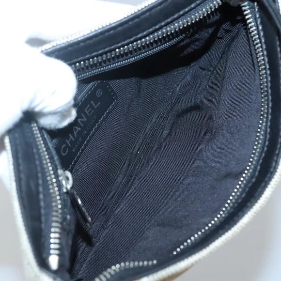 CHANEL Choco Bar Chain Camelia Shoulder Bag Canvas Gray Silver CC Auth 132885 - Picture 11 of 16